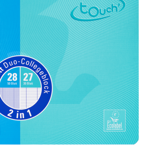 Poza cu CAIET OXFORD TOUCH DUO, A4+ 80F, SPIRA DUBLA, SCRIBZEE, DICTANDO+PATRATELE, CULOARE ALBASTRU AQUA