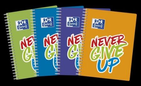 Afișează detalii pentru CAIET OXFORD NEVER GIVE UP, A4, 80 FILE, HARTIE OPTIK 90G/MP, COPERTA PP, SPIRA DUBLA, DIVERSE CULORI, PATRATELE Poza cu CAIET OXFORD NEVER GIVE UP, A4, 80 FILE, HARTIE OPTIK 90G/MP, COPERTA PP, SPIRA DUBLA, DIVERSE CULORI, PATRATELE