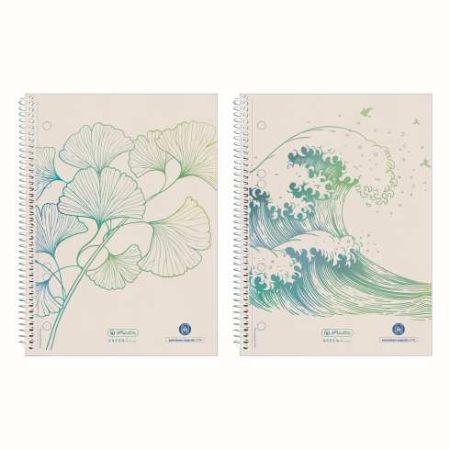 Poza cu CAIET A5 70F SPIRALA PATRATELE MOTIV GINKGO GREENLINE