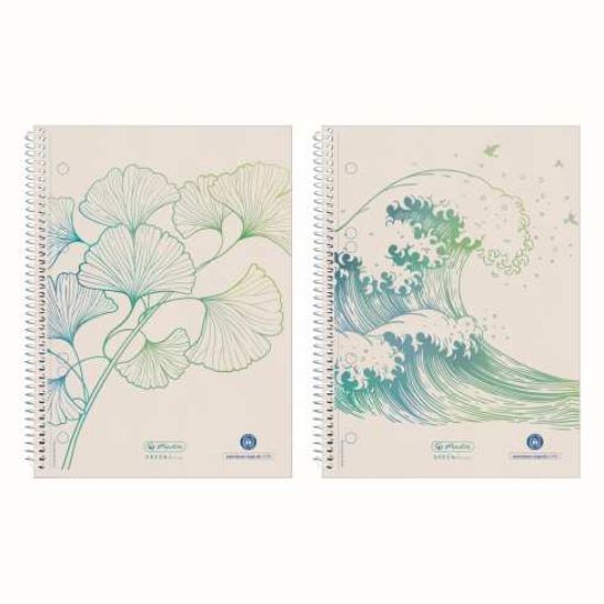 Poza cu CAIET A5 70F SPIRALA PATRATELE MOTIV GINKGO GREENLINE