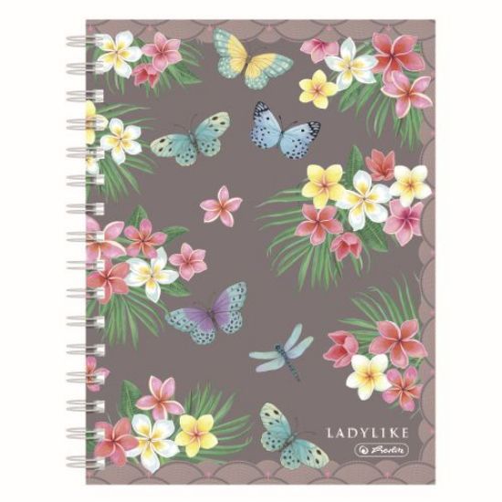 Poza cu CAIET A5 100 FILE, CU SPIRA, PATRATELE, MOTIV LADYLIKE BUTTERFLIES
