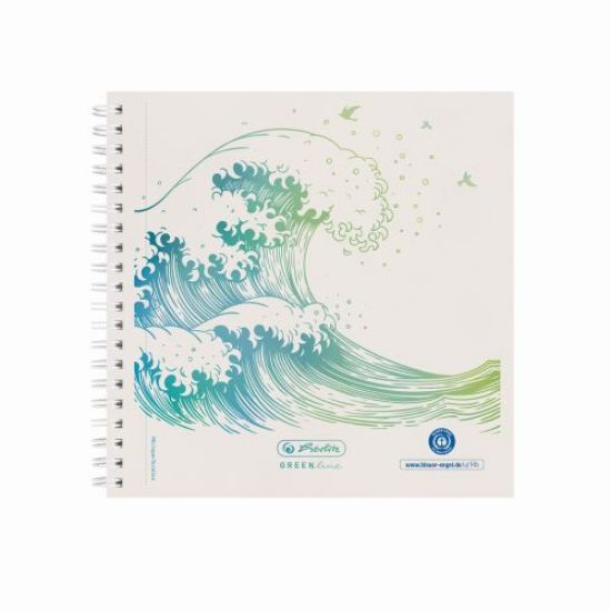 Poza cu BLOC NOTES 14,8X14,8CM SPIRA 100F PUNCTAT MOTIV WAVE GREENLINE