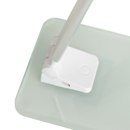 Poza cu LAMPA UNILUX LED POPY, DESIGN CONTEMPORAN, MOD LAMPA DE NOAPTE, CABLU USB, PORTABILA, BAZA STABILA STICLA 0.8CM, ALUMINIU/STICLA, CULOARE ALB