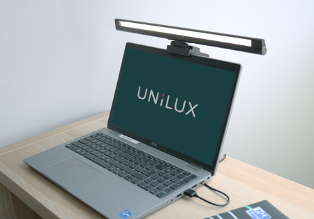 Poza cu LAMPA UNILUX LED VISIOLIGHT, ROTATIE 90Â°, IDEALA CONFERINTE VIDEO/ZOOM, VLOGGING, INTENSITATE REGLABILA 1%-100%, LUMINA RECE/CALD, ALIMENTARE USB 5V/1A, CABLU 1M, PORTABILA, ALUMINIU/ABS, CULOARE NEGRU