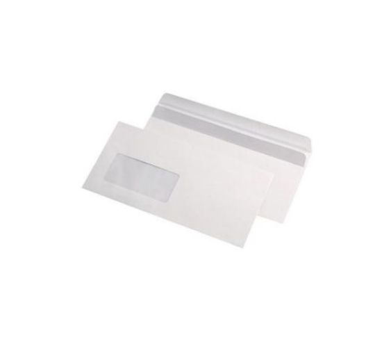 Poza cu PLIC DL 80G 110X220 MM CUTIE 1000 AUTOADEZIV CU FEREASTRA STANGA ALB