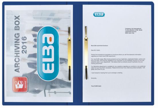 Poza cu DOSAR SINA ELBA SMART A4, MECANISM DUBLU DE ARHIVARE, SINA DREAPTA/STANGA, CARTON 320G/MP, BLUE ANGEL, CAPACITATE 200 FILE, CULOARE ALBASTRU