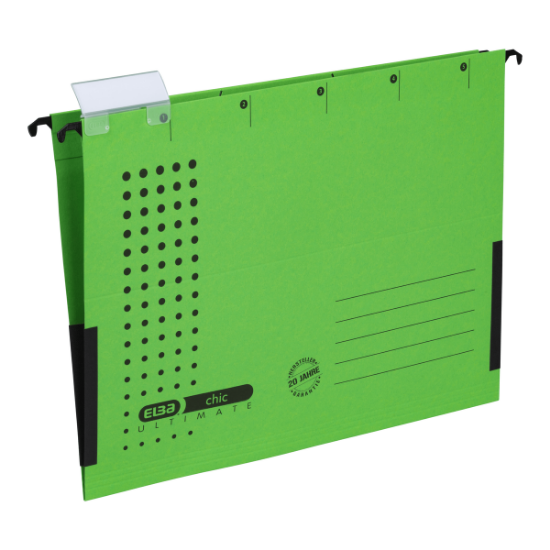 Poza cu DOSAR SUSPENDAT CU BURDUF ELBA ULTIMATE A4, CARTON 240G/MP, BLUE ANGEL, CAPACITATE 330 FILE, PORTETICHETA, CULOARE VERDE