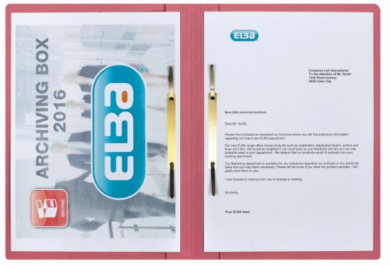 Poza cu DOSAR SINA ELBA SMART A4, MECANISM DUBLU DE ARHIVARE, SINA DREAPTA/STANGA, CARTON 320G/MP, BLUE ANGEL, CAPACITATE 200 FILE, CULOARE ROSU