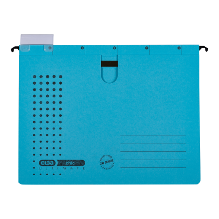 Poza cu DOSAR SUSPENDAT CU SINA ELBA ULTIMATE A4, CARTON 240G/MP, BLUE ANGEL, CAPACITATE 200 FILE, ORIFICIU DEGET PENTRU MANEVRARE, PORTETICHETA, CULOARE ALBASTRU