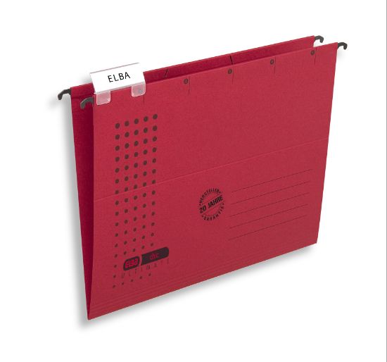 Poza cu DOSAR SUSPENDAT SIMPLU ELBA ULTIMATE A4, CARTON 240G/MP, BLUE ANGEL, CAPACITATE 330 FILE, CULOARE ROSU