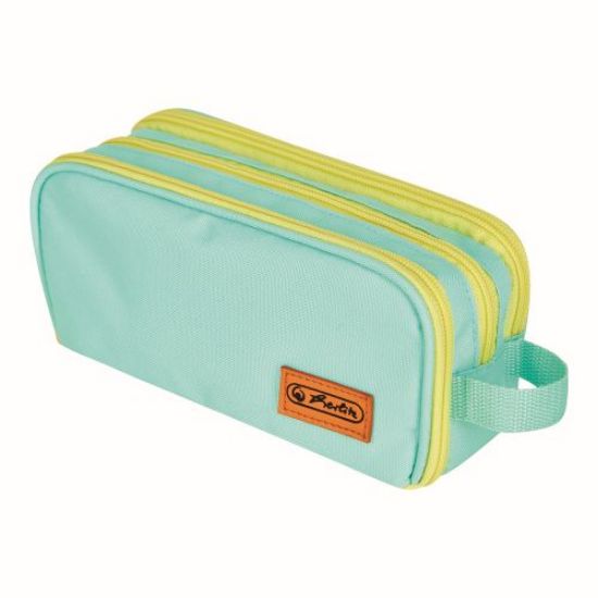 Poza cu PENAR TIP ETUI, NEON, 3 COMPARTIMENTE, MENTA/GALBEN