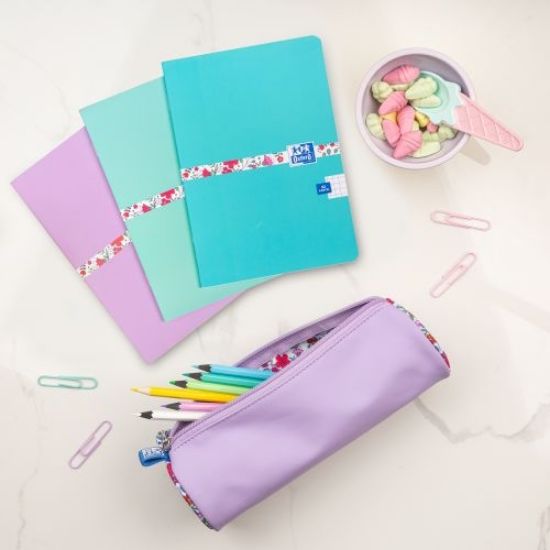 Poza cu PENAR OXFORD FLORAL PASTEL, TIP ETUI ROTUND, CULOARE  LILA
