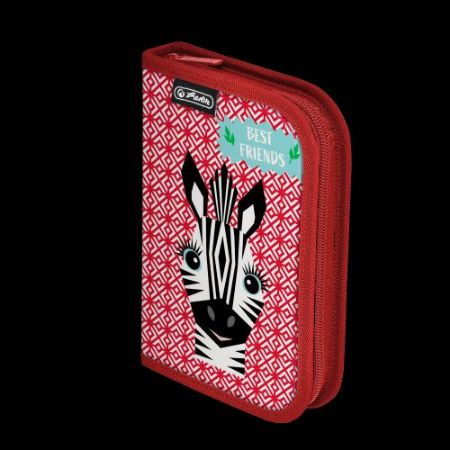 Poza cu PENAR ECHIPAT, 34 PIESE, CU 2 CLAPE, DIMENSIUNE 13,5 X 19,5 X 3,5 CM, MOTIV CUTE ANIMALS ZEBRA