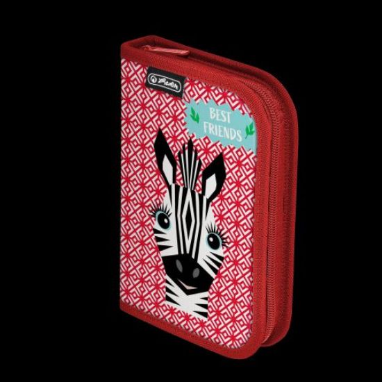 Poza cu PENAR ECHIPAT, 34 PIESE, CU 2 CLAPE, DIMENSIUNE 13,5 X 19,5 X 3,5 CM, MOTIV CUTE ANIMALS ZEBRA