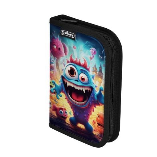 Poza cu PENAR ECHIPAT, 34 PIESE, CU 2 CLAPE, DIMENSIUNE 13,5 X 19,5 X 3,5 CM, MOTIV BLUE MONSTER