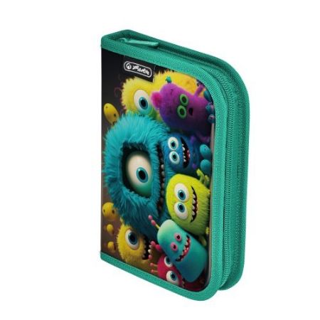 Poza cu PENAR ECHIPAT, 34 PIESE, CU 2 CLAPE, DIMENSIUNE 13,5 X 19,5 X 3,5 CM, MOTIV PINK MONSTER