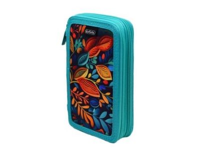 Poza cu PENAR NEECHIPAT CU 2 FERMOARE, DIMENSIUNE 20 X 4,5 X 13 CM, MOTIV ABSTRACT FLOWERS