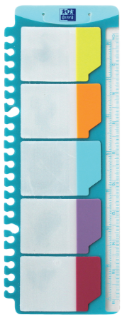 Poza cu INDEX PLASTIC ADEZIV ELBA 25X9CM, TRANSLUCID, SUPORT GRADAT 18CM CE POATE FI INDOSARIAT, POSIBILITATE RESCRIERE, 5X5 CULORI, SET 25