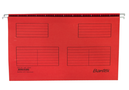 Poza cu DOSAR SUSPENDAT BANTEX FLEX A4, CAPACITATE 100 FILE, BAGHETA METALICA, CARTON BLUE ANGEL, INCLUDE ETICHETA SI PORTETICHETA 5 CM, CULOARE ROSU