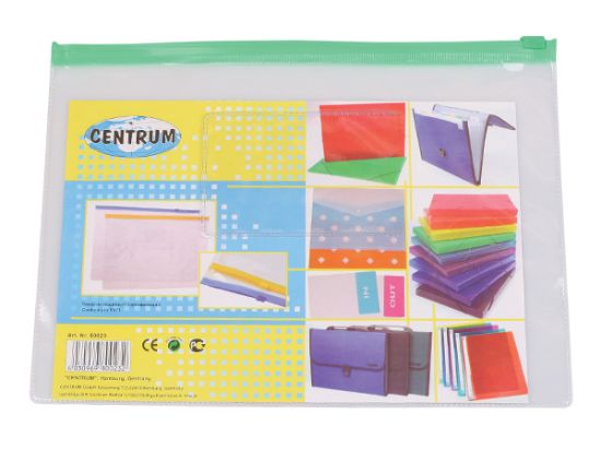 Poza cu Plic plastic A5 transparent cu zipper (4 culori) si eticheta