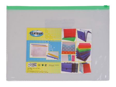 Poza cu Plic plastic A4 transparent cu zipper (4 culori) si eticheta