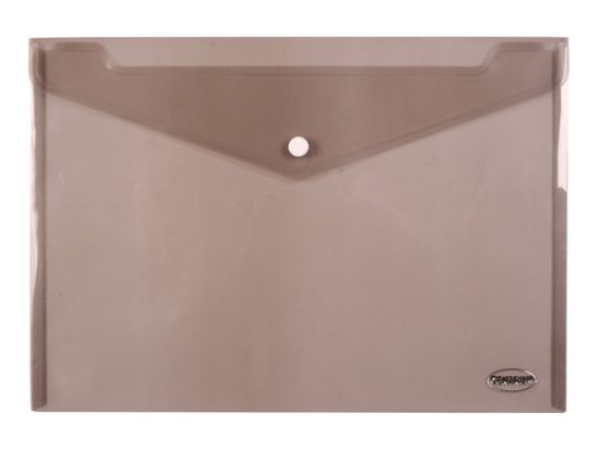 Poza cu Plic plastic A4 semitransparent cu buton si clapa in V, NEGRU