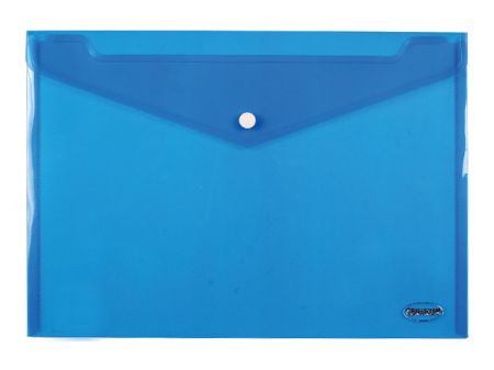 Poza cu Plic plastic A4 semitransparent cu buton si clapa in V, ALBASTRU
