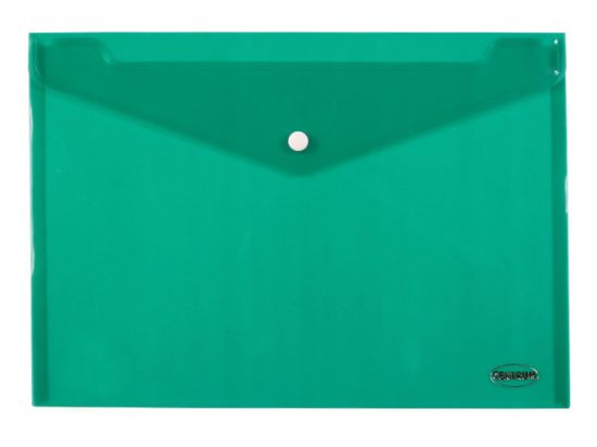Poza cu Plic plastic A4 semitransparent cu buton si clapa in V, VERDE