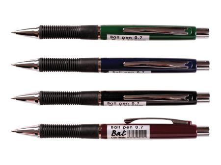 Poza cu Pix automatic cu grip BAT- mina albastra 0,7 mm, culori asortate