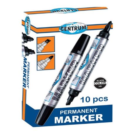 Poza cu Permanent marker negru cu 2 capete (tesit + rotund)