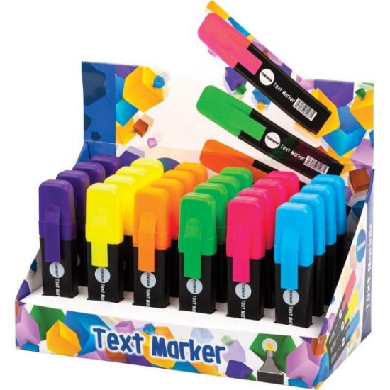 Poza cu Text marker 24buc/display, 6 culori asortate. Varf tesit de 1-5mm.