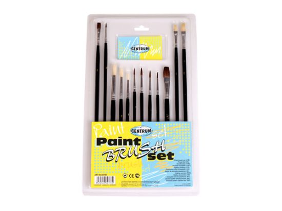 Poza cu Pensule 12 buc/set varf rotund, ascutit si tesit - par natural