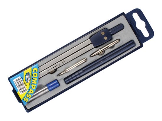 Poza cu Compas metalic cu accesorii, brat fractionabil, in etui