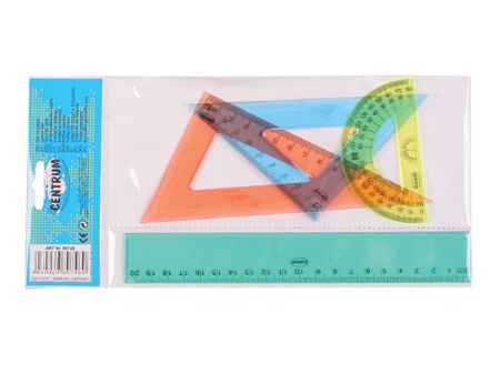 Poza cu Trusa geometrie color (rigla 20 cm + 2 echere + raportor)