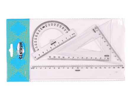 Poza cu Trusa geometrie 4 piese (rigla 20 cm + 2 echere + raportor)