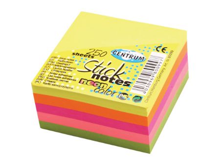 Poza cu Notes adeziv neon mini cub 51x51mm - 250 file