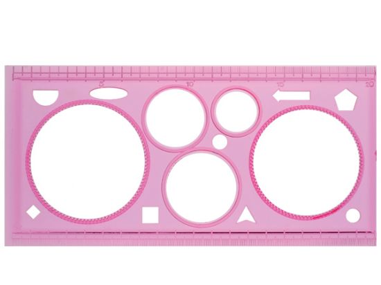 Poza cu Rigla plastic dreptunghiulara tip sablon cu forme