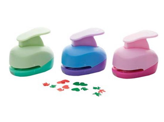 Poza cu Set creativ perforator cu stante diferite forme , diverse culori, forma perforata 10 mm prezentare raft ministand carton de 24 buc