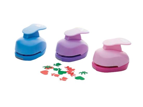 Poza cu Set creativ perforator cu stante diferite forme , diverse culori, forma perforata 16 mm prezentare raft ministand carton de 24 buc