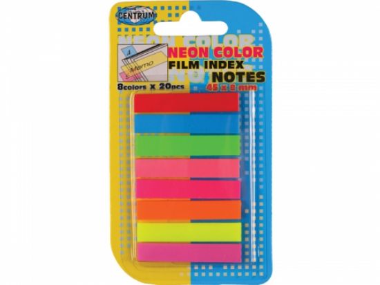 Poza cu Index hartie adeziv , 45 x 8mm, 8 culori NEON/set , 160 file/blister