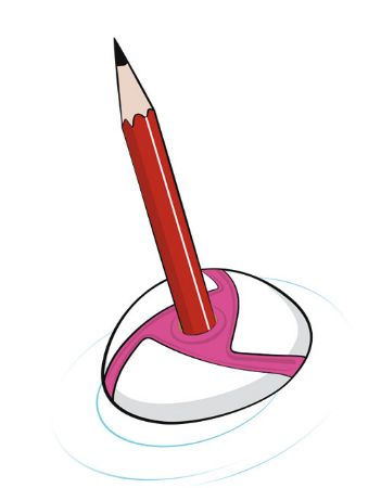 Poza cu Radiera triunghiulara alba cu model de culori asortate, suport creion incorporat in mijloc, 40x40mm