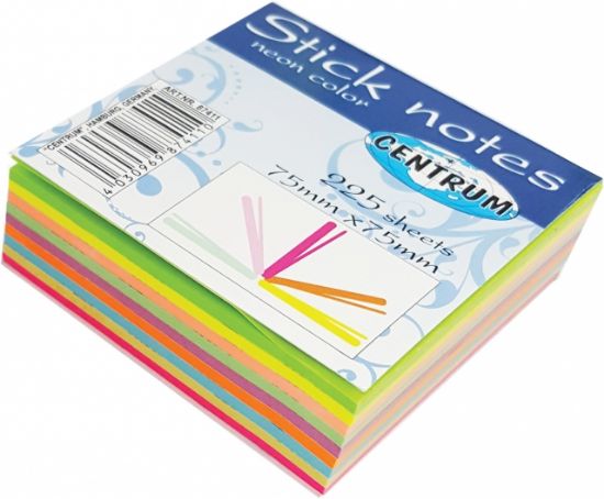 Poza cu Notes adeziv 75x75mm - 225 coli , 9 culori NEON combinate