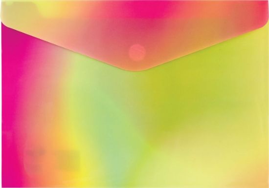 Poza cu Plic plastic A4 cu buton semitransparent, culori curcubeu