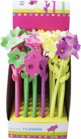 Poza cu Pix FLORI flexibile cerneala albastra 0.7mm grosime scriere 4 culori deosebite pe display