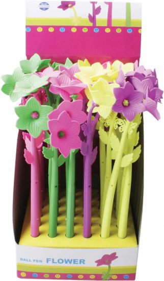 Poza cu Pix FLORI flexibile cerneala albastra 0.7mm grosime scriere 4 culori deosebite pe display