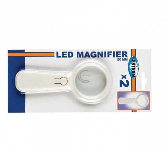 Poza cu Lupa metalica, focalizare x2, diam. 50mm cu led
