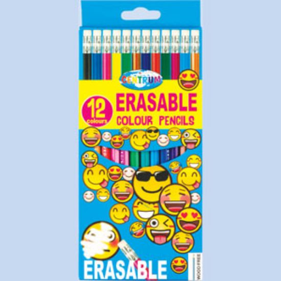 Poza cu Creioane colorate plastic flexibil model EMOJIDEX  cu radiera. 12cul/set