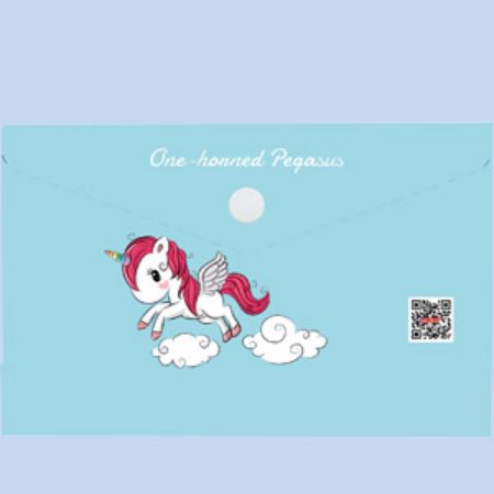 Poza cu Plic de plastic cu buton A4 modele asortate ”UNICORNS”