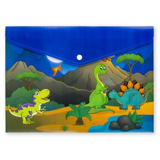 Poza cu Plic de plastic cu buton A4 modele asortate ”DINOSAUR”