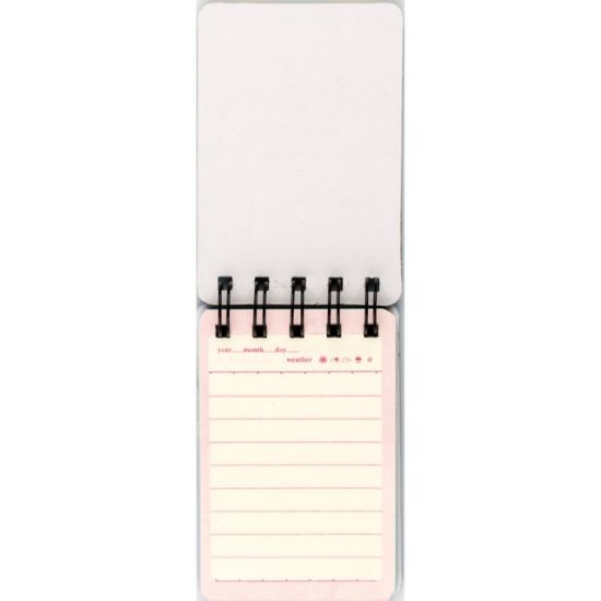 Poza cu Notebook cu spira in partea de sus a carnetelului, dimensiune 105x70 mm A6, 55 de pagini 100 g/m. Model Emojidex.